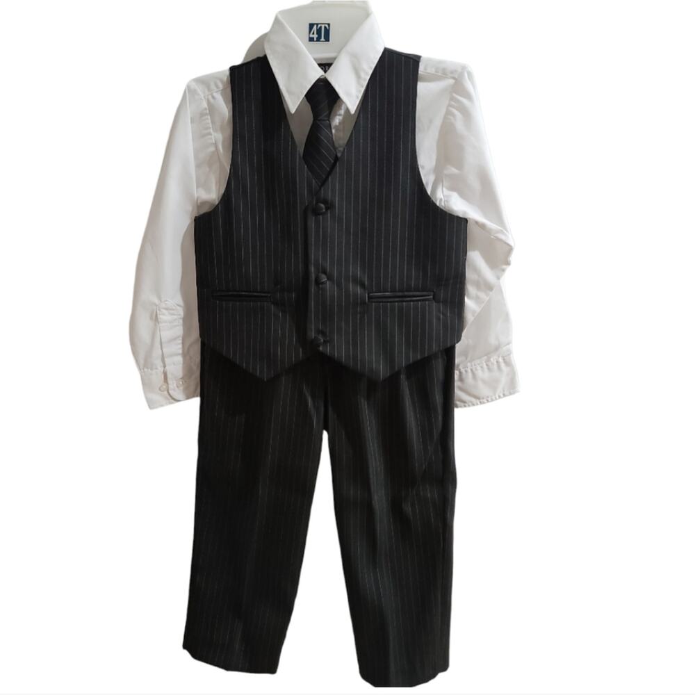 Boys 4 Piece Pin Striped Suit